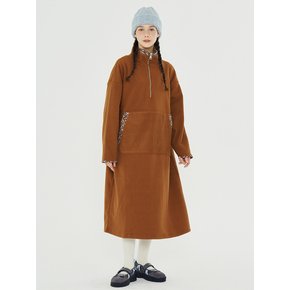 MET fleece half zip-up dress brown