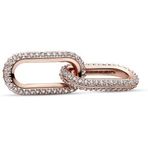 판도라 참 ME Pave Me Collection 789660C01 Rose 골드 Plated Alloy Double Styling Link Cubic