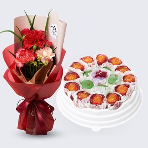 유어버스데이 효도카네이션다발+꽃모찌떡케익(중) 꽃배송
