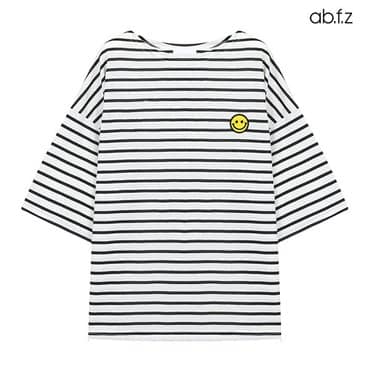 ab.f.z [ab.f.z/신상] 스마일패치 스트라이프 라운드 반팔 티셔츠 (AFZ5MK50A)