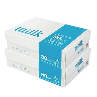 miilk 밀크 A3용지 A3 복사용지 80g 1250매 2BOX