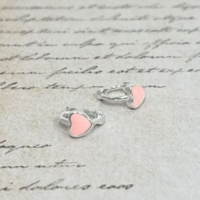 PINK HEART SILVER 925 Ring earring 핑크하트 큐트러블리 원터치 실버 링귀걸이_P394137037