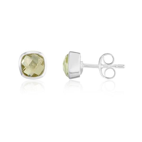 아우리 주얼리 이어링 E1435 Brooklyn Green Amethyst & Sterling Silver Cushion Stud Earrings