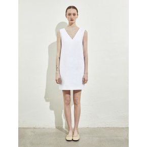 LINEN SLEEVELESS DRESS_WHITE