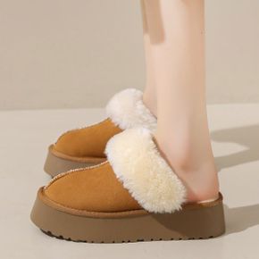 발편하고 따뜻한 5.5cm 키높이 통굽 스웨이드 털슬리퍼 겨울 털실내화 방한화 .._P351525525