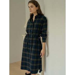 T French Mood Check Shirt Dress_Green Mix