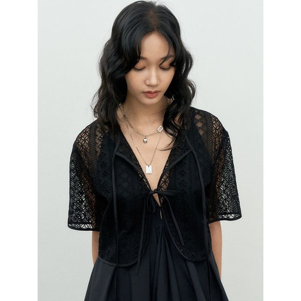 SUMMER COTTON EMBROIDERED CARDIGAN BLACK MBESJK002BK