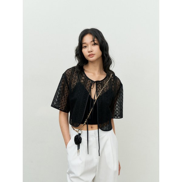 SUMMER COTTON EMBROIDERED CARDIGAN BLACK MBESJK002BK