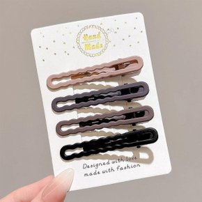 여자 4개세트 잔머리 가을컬러 패턴 집게 머리핀