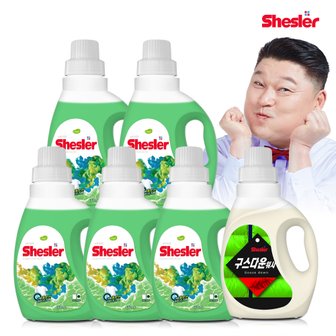  쉬슬러 세탁 액체 유칼립투스 고농축 세제 미니 650ml 5개 + 다운워시 점퍼 패딩 이불 전용세제 구스 650ml 1개