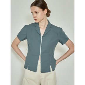 comos 848 two-way zipper shirt (blue-green)