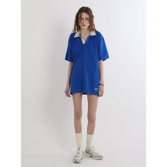 그린버터 Terry Open-Collar Dress (Cobalt)