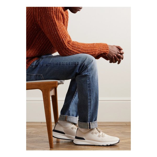 스웨이드 트리밍 스트레치 니트 스니커즈 화이트 46353151654233806