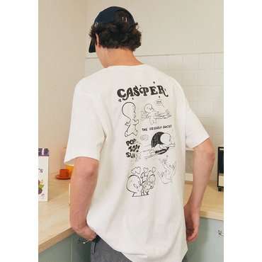 플랙진 남녀공용 CASPER X PLAC 백 아트워크 티셔츠 (PWTF3RSK41U)