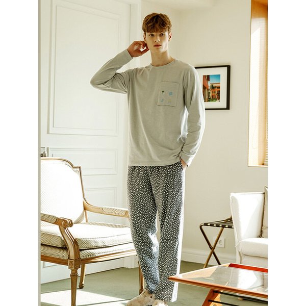 남자 그레이 코튼필드 마일드웨어 롱세트 SMJJAUP0025 SMJJAPT0027