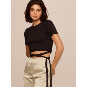 Black Cropped Ribbon Knit