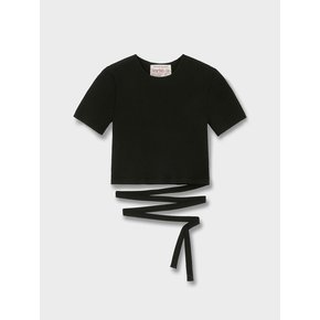 Black Cropped Ribbon Knit