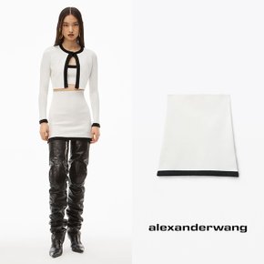 alexanderwang 알렉산더왕 셔닐 비스코스 로고 트림 화이트 미니 스커트