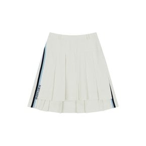 LINE COLORED PLEATS MIDI SKIRT - IVORY