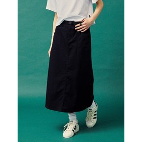 MIL-LABEL BELTED COTTON LONG SKIRT 크라운네이비