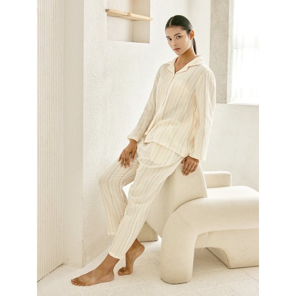 후르츠 스트라이프 요루면 파자마 세트