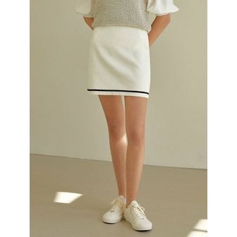 리엘 [리퍼브]Line knit mini skirt (ivory)