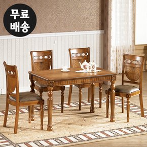젠 엔틱 에쉬 원목 4인용 식탁세트 (테이블+의자4개)