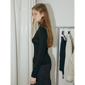 Line Detailed Turtleneck Black