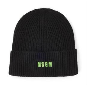 [MUST IT] 126856516 MSGM 로고 비니 블랙 형광 3340ML04 3341MDL08