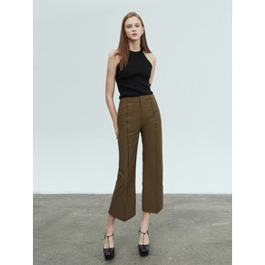 Tailored Slim Boot-Cut Trousers (Khaki Brown)