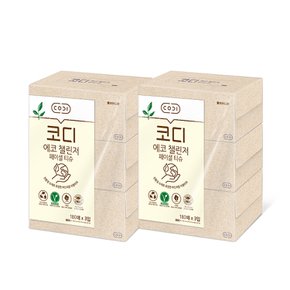 에코 챌린저 페이셜 티슈 180매*3입 2팩 (친환경인증/천연펄프/무형광)
