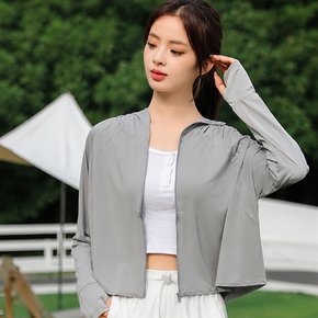 여성 아이스 자외선차단 여름점퍼 초경량 쿨링 후드 숏 바람막이 냉감자켓 UV차단