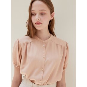 j1011 henry-neck shirring blouse (peach)