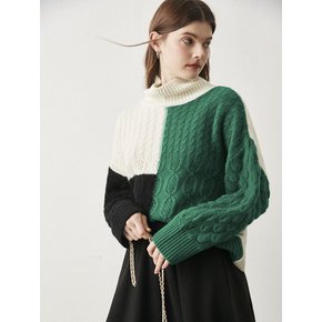 OZ_Sheep wool cable knit_GREEN