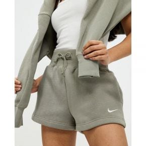 5017751 Nike Phoenix Fleece High Waisted Loose Shorts - Light Army  Sail