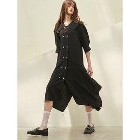 CAPE COLLOR UNBALANCE HAM LINE DRESS_BLACK