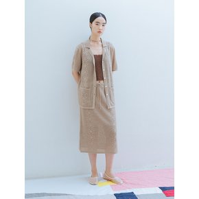 LINEN BLENDED CROCHET MID SKIRT_BEIGE