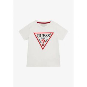 키즈 게스 로고 TRIANGULAIRE - 프린트 티셔츠 반팔티 - 화이트 8503011