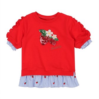 프랜치캣 [여주점] 레드 딸기 롱 맨투맨 티셔츠 (Q12DAT050)