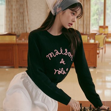 로라로라 MAISON DE ROLA EMBROIDERY KNIT BLACK