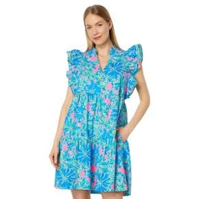 4682736 Lilly Pulitzer Aldena Ruffle Sleeve Cotton Dress