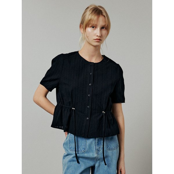 스트링 하프 블라우스_BLACK