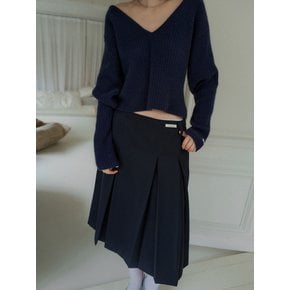 WOOL PLEATED SKIRT_NAVY