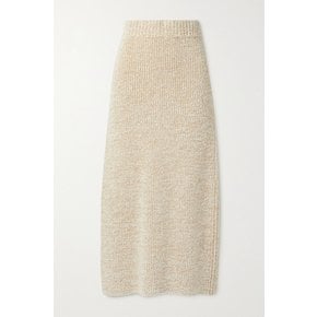 Caluso Ribbed Cashmere And Silk-blend Bouclé Maxi Skirt 베이지