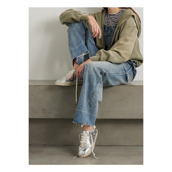 소울 스타 디스트레스 미러 가죽 스니커즈 실버 1647597353218621