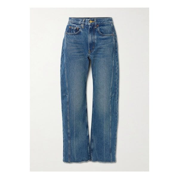 비사이드 릴랙스 커프 라소 하이라이즈 와이드 진 미드 데님 46376663162847055