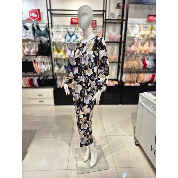 [시흥점] S 와코루) 수입 폴리스판 큰꽃나염 홈웨어 세트 WPA356WS+WPA356WP-BK