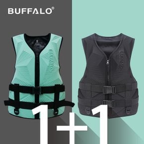 [Q]BUFFALO 라이트 구명조끼 2P 민트 블랙 성인 어린이