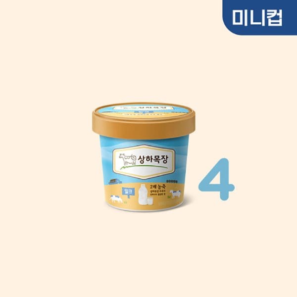 상하목장 아이스크림 밀크 100mL 4개