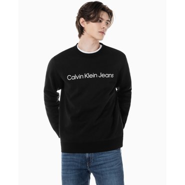 Calvin Klein Jeans 남성 레귤러핏 인스티튜셔널 로고 기모 맨투맨 티셔츠(J322333리오더)